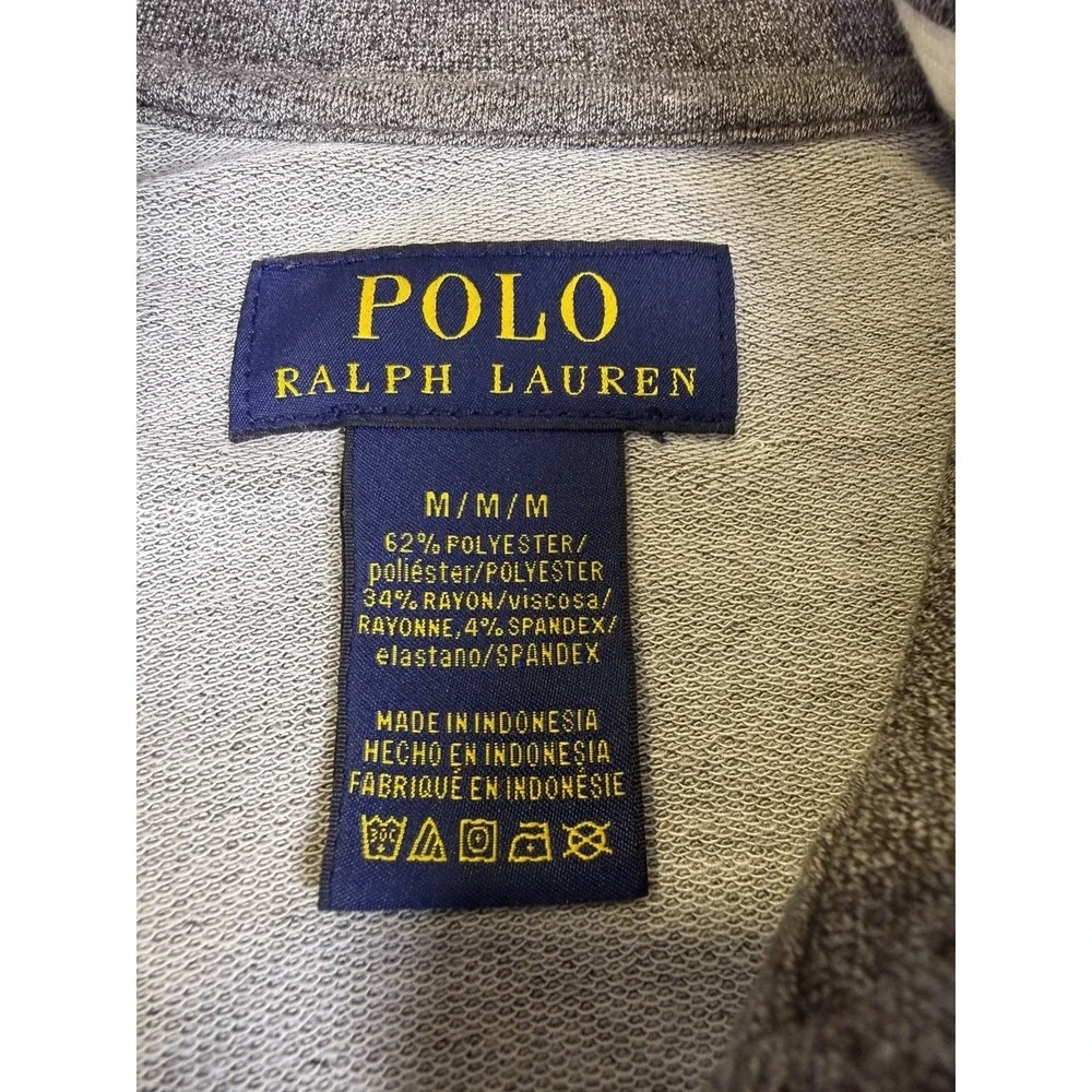 Polo Ralph Lauren Mens M Gray Polo Half Zip Terry Pullover Comfort Casual Lounge